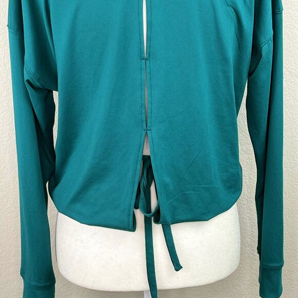 Bally Total Fitness Green Long Sleeve Cut Out Drawstring Back T-Shirt Medium - Picture 8 of 10